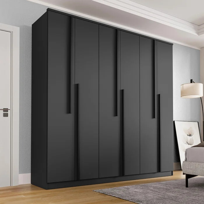Guarda Roupa Casal 6 Portas 4 Gavetas Sarah CabeCasa  Preto